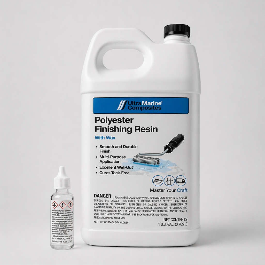 One gallon bottle of polyester finishing resin with wax