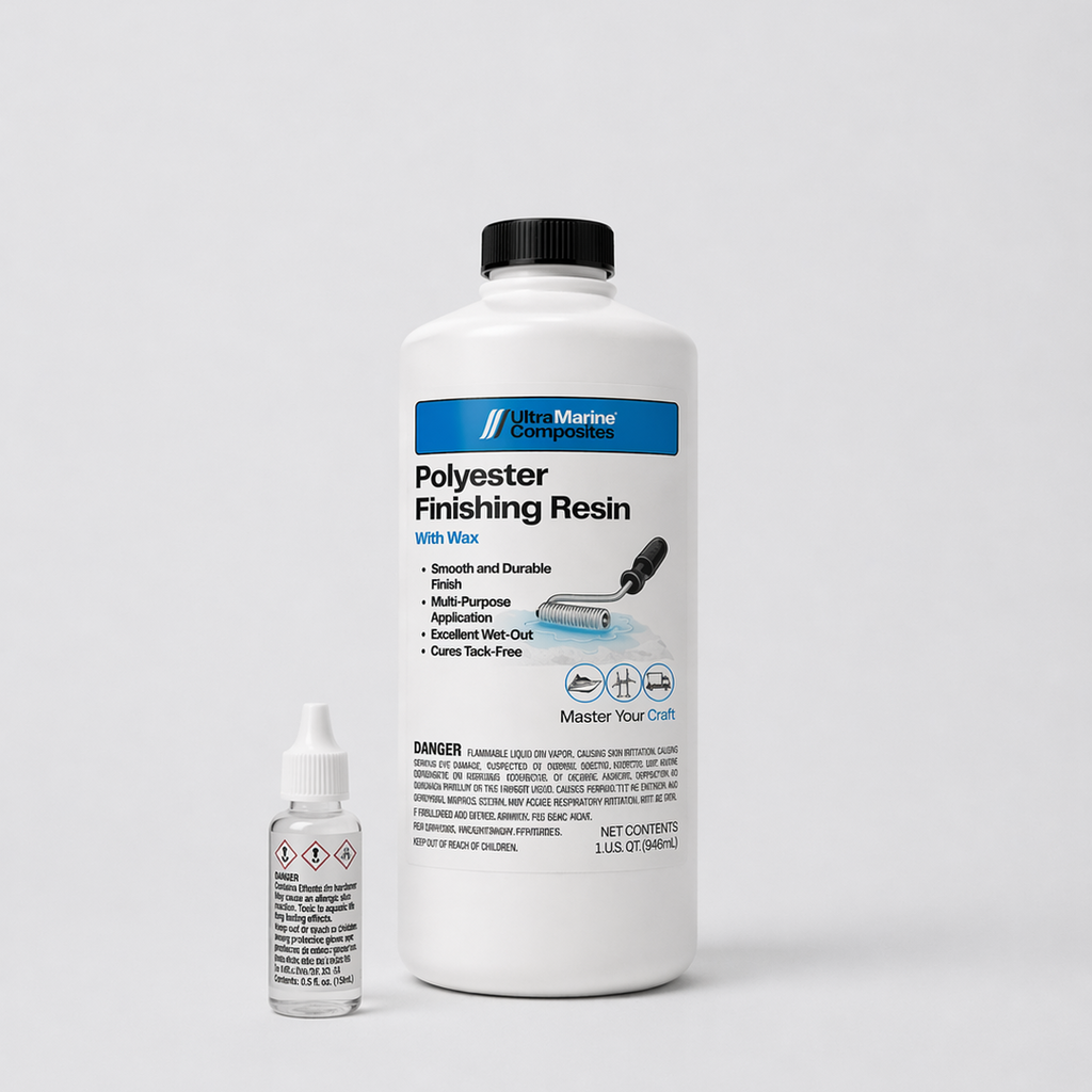 One quart bottle of polyester finishing resin with wax