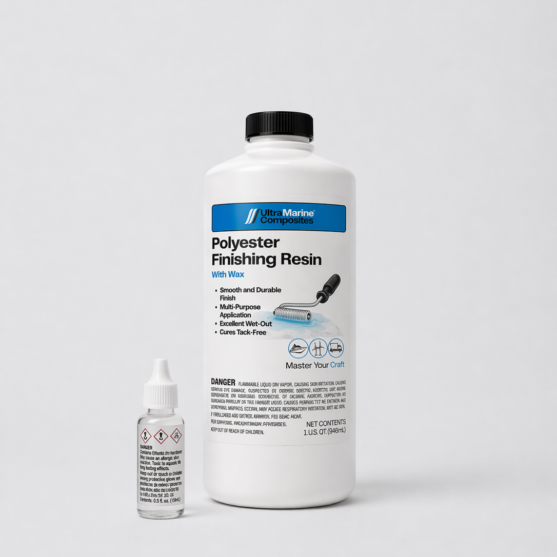 One quart bottle of polyester finishing resin with wax
