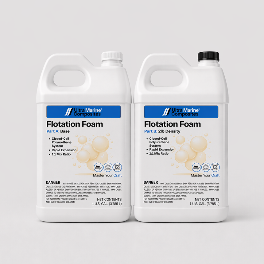 Two gallon bottles of 2lb density flotation foam