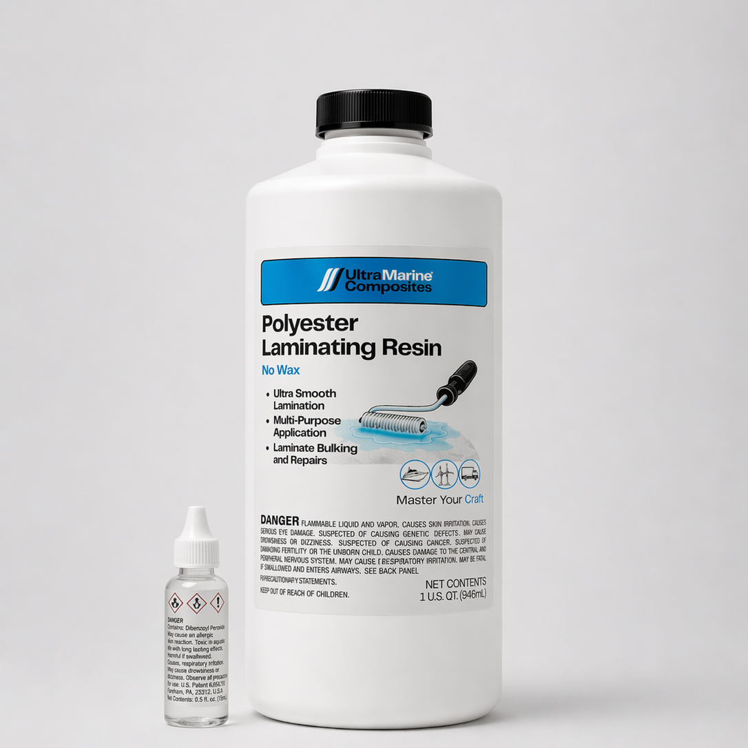 One quart bottle of polyester laminating resin with no wax