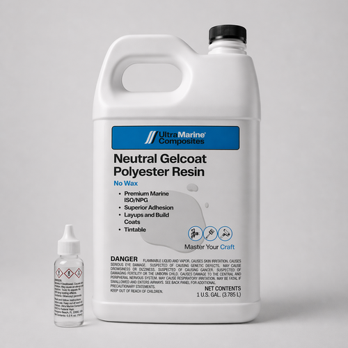 One gallon bottle of neutral gelcoat polyester resin with no wax
