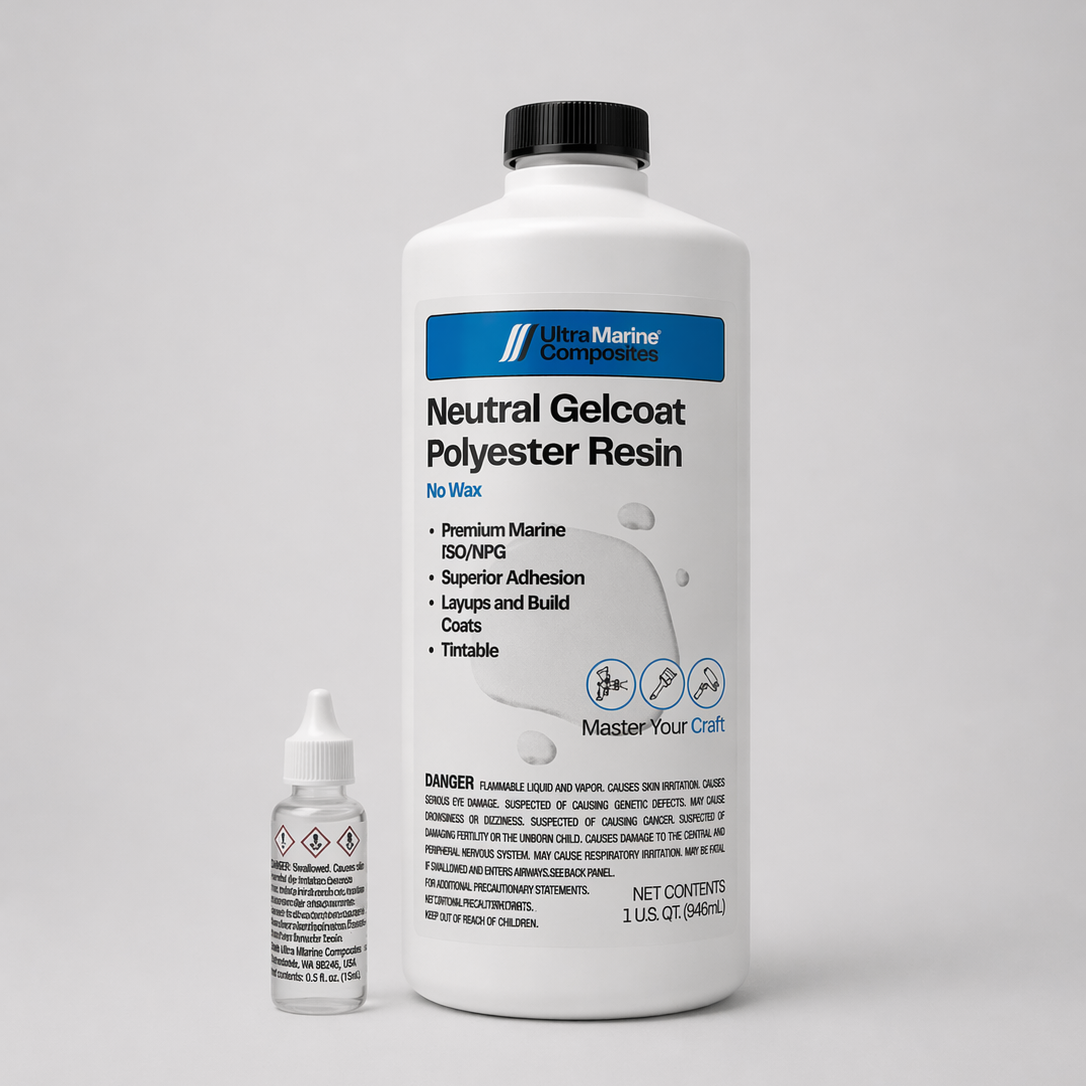 One quart bottle of neutral gelcoat polyester resin with no wax