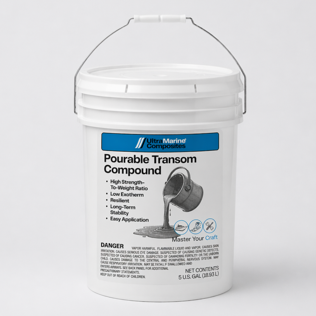 5 gallon pail of pourable transom compound
